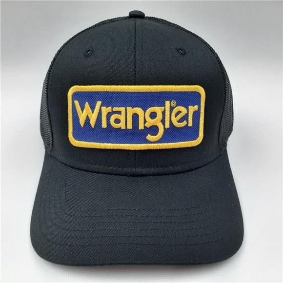 Wrangler Jeans Embroidered Patch Curved Bill Trucker Mesh Snapback Cap Western main image 4